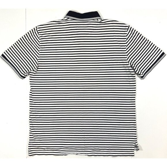 Brooks Brothers Mens St Andrews Golf Links Polo Shirt Size XL Navy White Striped - Picture 4 of 15